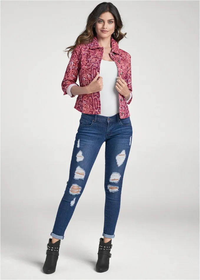 Ripped Skinny Jeans Dark Wash Women VENUS Skinny