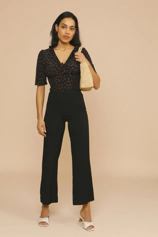 Rouje ALESSIO Top Mini Tulipe Noir Women Blouses and Tops