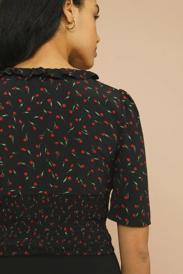 Rouje ALESSIO Top Mini Tulipe Noir Women Blouses and Tops
