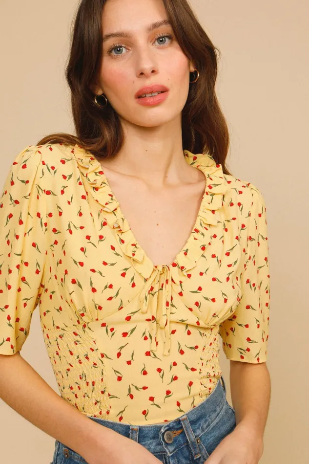 Rouje ALESSIO Top Mini Tulipe Paille Women Blouses and Tops