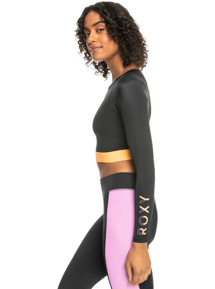 Roxy Active Swimsuits Roxy Fitness Long Sleeve Cropped Rashguard Anthracite 8211 Women