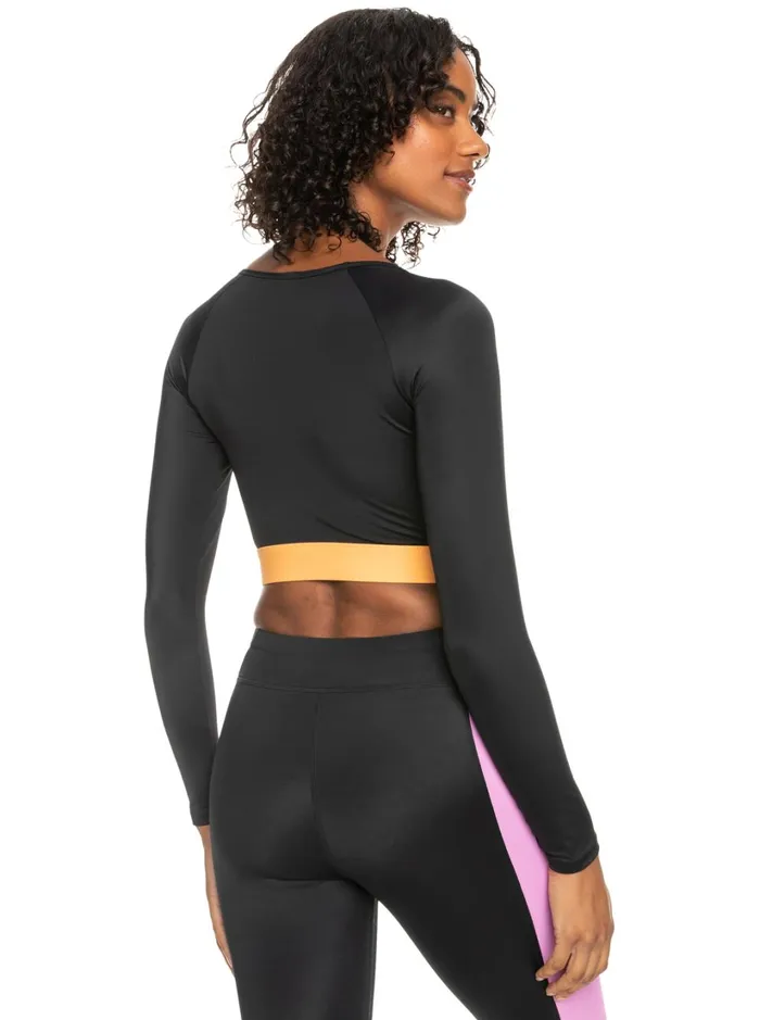 Roxy Active Swimsuits Roxy Fitness Long Sleeve Cropped Rashguard Anthracite 8211 Women