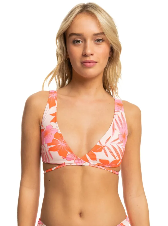 Roxy Bikinis Printed Beach Classics Elongated Bikini Top Pale Dogwood Lhibiscus 8211 Women Roxy Bikinis Printed Beach Classics Elongated Bikini Top Pale Dogwood Lhibiscus 8211 Women