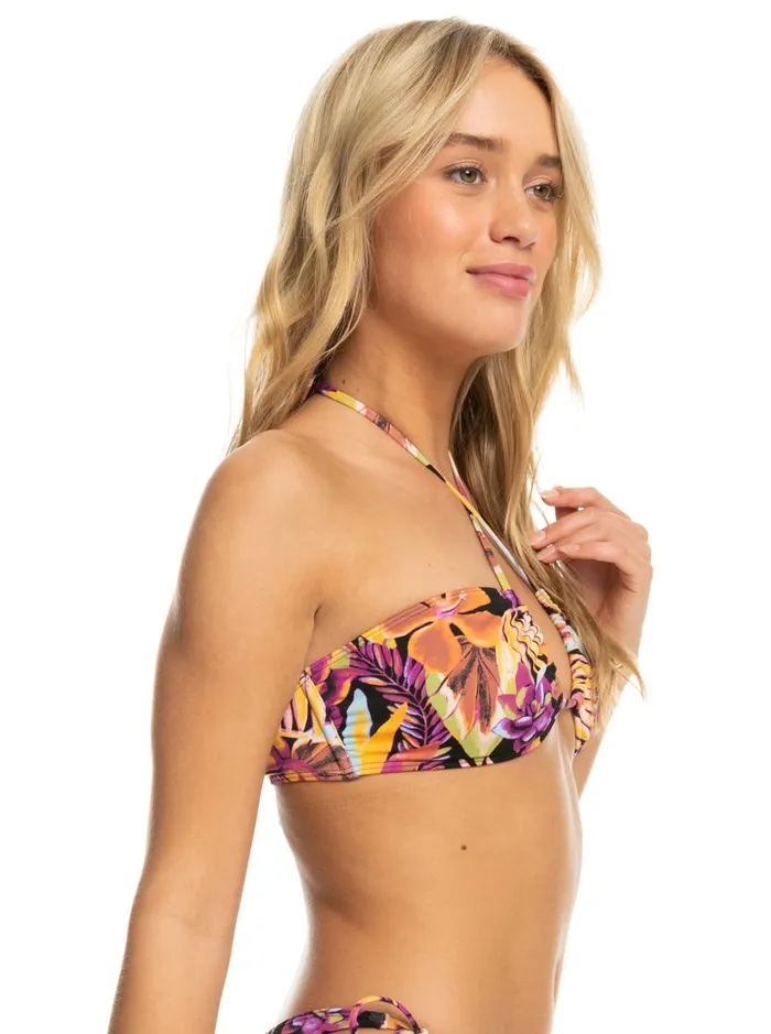Roxy Bikinis Printed Beach Classics Triangle Bikini Top Anthracite Hot Tropics Swim Ax 8211 Women