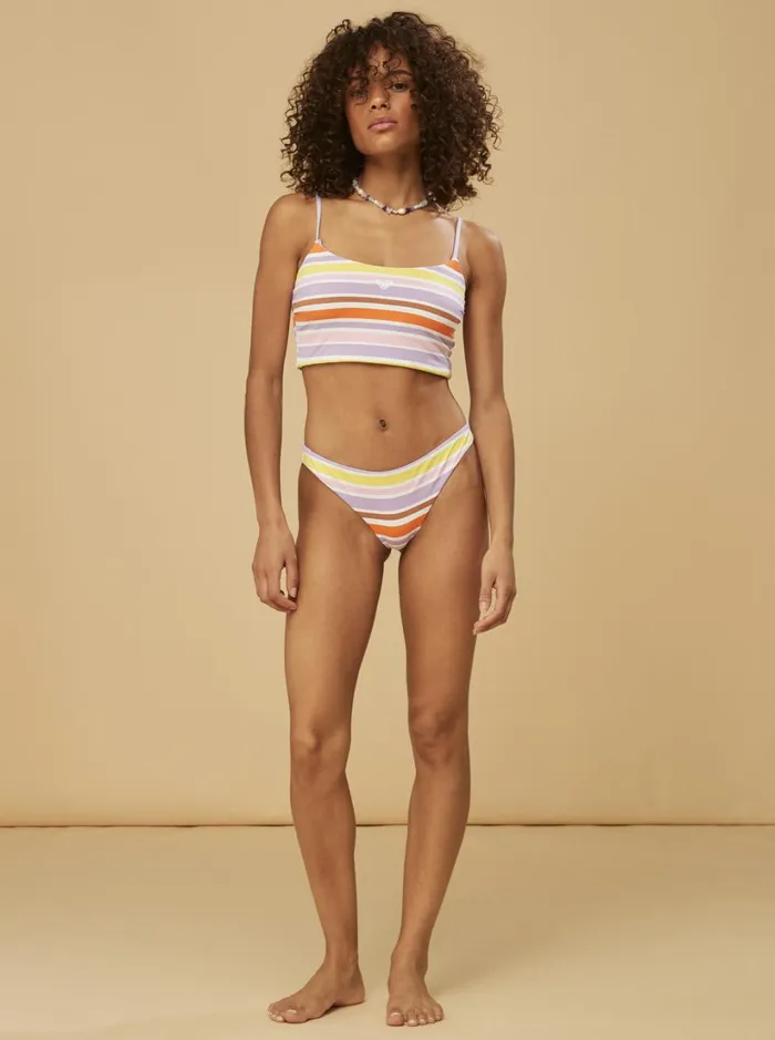 Roxy Bikinis SurfKindKate Cheeky Bikini Bottoms Bright White Aloha Stripe Hori 8211 Women