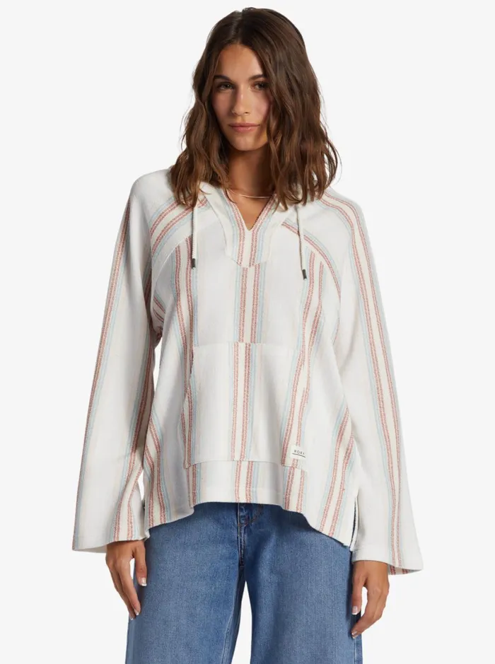 Roxy Jackets Wild And Free Poncho Style Hoodie Bonzer Stripe Snow White 8211 Women Roxy Jackets Wild And Free Poncho Style Hoodie Bonzer Stripe Snow White 8211 Women