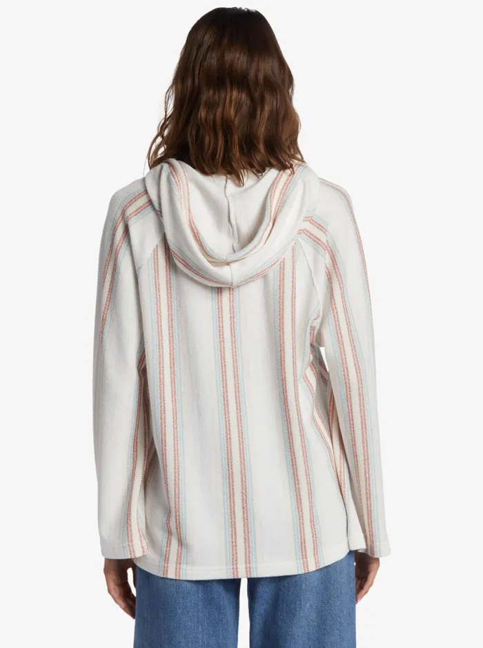 Roxy Jackets Wild And Free Poncho Style Hoodie Bonzer Stripe Snow White 8211 Women