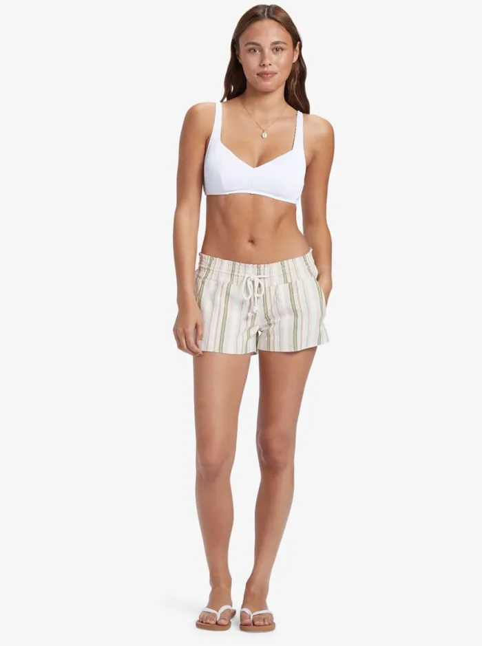 Roxy Shorts Oceanside Beach Shorts Loden Green Cabana Stripe 8211 Women