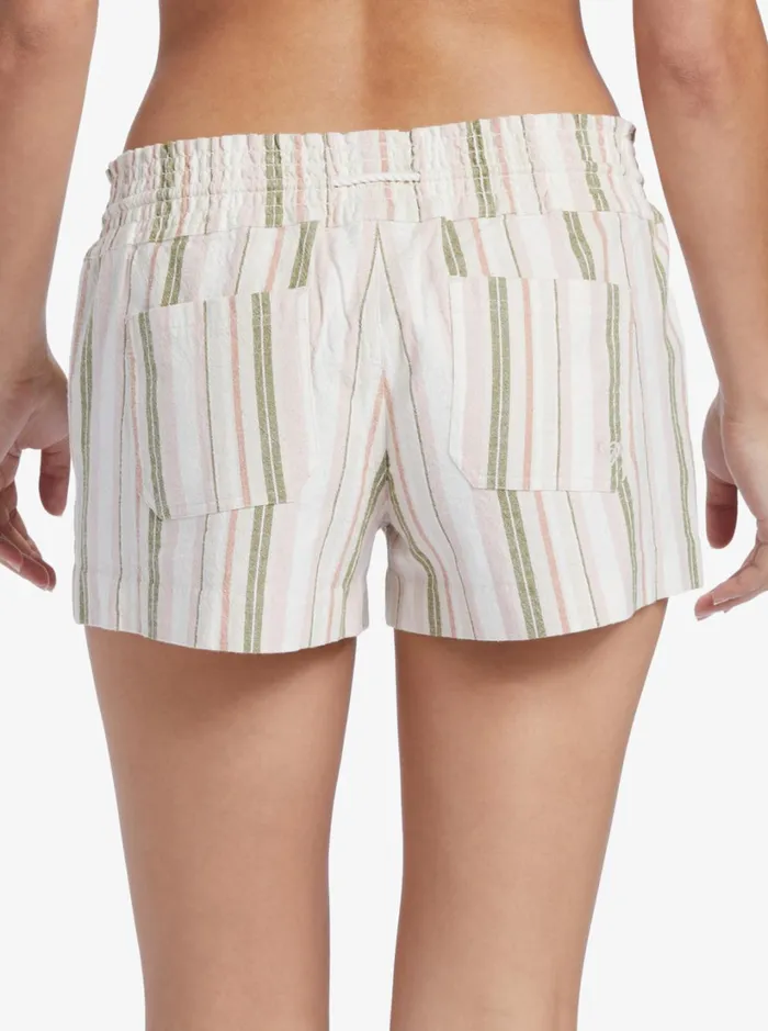 Roxy Shorts Oceanside Beach Shorts Loden Green Cabana Stripe 8211 Women