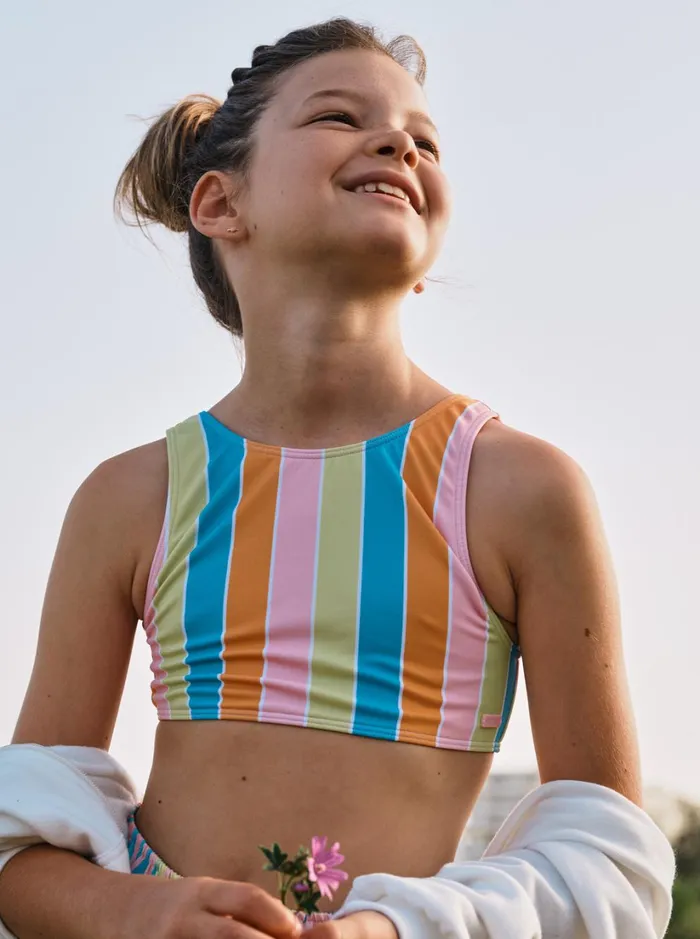 Roxy Swim Girl039s 416 Last In Paradise Two Piece Crop Top Bikini Set For Girls Bachelor Button Rainbow Rays 8211 Women Roxy Swim Girl039s 416 Last In Paradise Two Piece Crop Top Bikini Set For Girls Bachelor Button Rainbow Rays 8211 Women