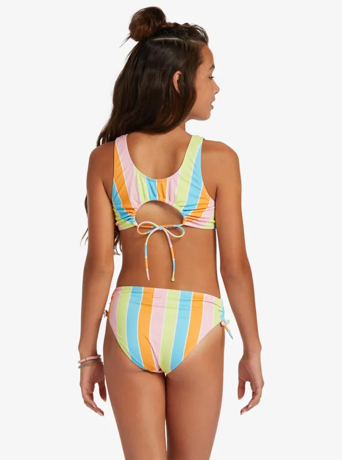 Roxy Swim Girl039s 416 Last In Paradise Two Piece Crop Top Bikini Set For Girls Bachelor Button Rainbow Rays 8211 Women