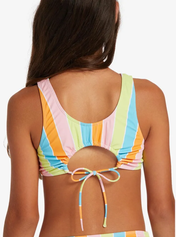 Roxy Swim Girl039s 416 Last In Paradise Two Piece Crop Top Bikini Set For Girls Bachelor Button Rainbow Rays 8211 Women