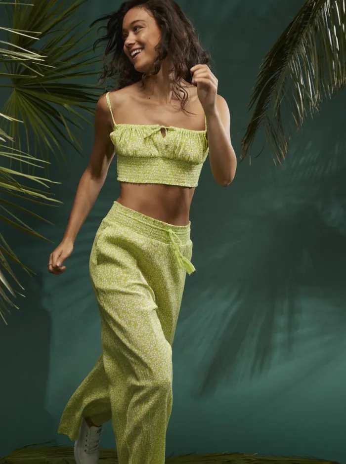 Roxy Tops Island Crush Cropped Tank Top Daiquiri Green Sea Spray 8211 Women