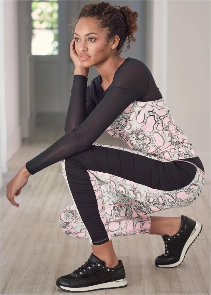 RUCHED WORKOUT LEGGING Pink Multi Women VENUS Activewear