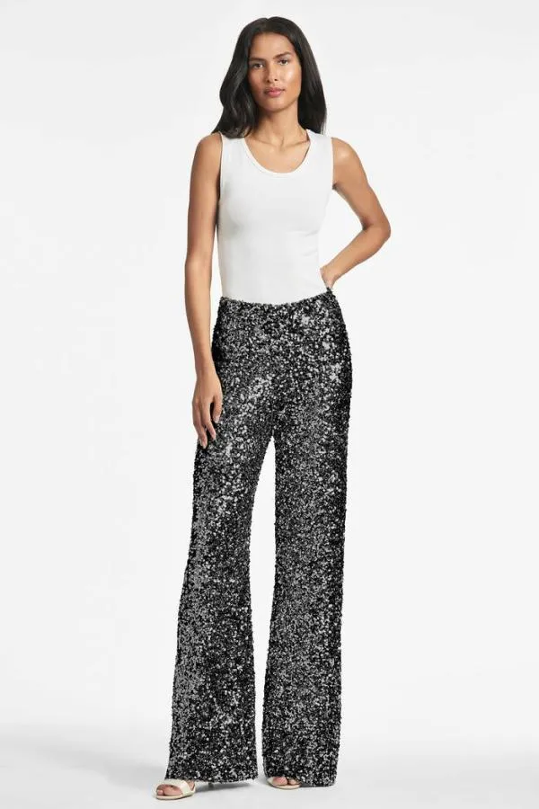 Sachin and Babi Alli Pant 8211 Black Sequins Black Sequins Women Pants and Jumpsuits