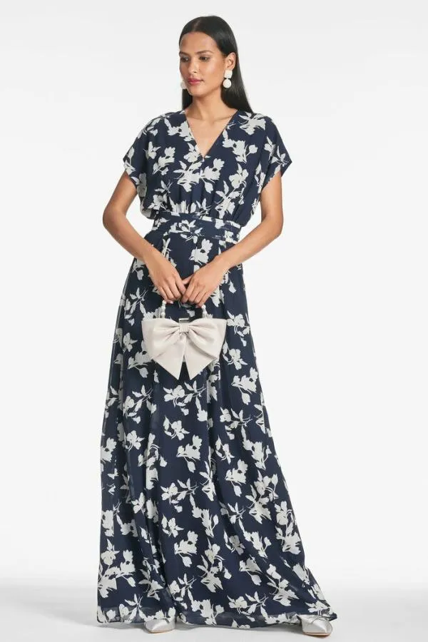 Sachin and Babi Leah Gown 8211 Navy Venetia Petal Navy Venetia Petal Women Plus Sizes