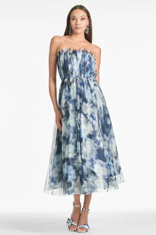 Sachin and Babi Marni Dress 8211 Blue Ikat Floral Blue Ikat Floral Women FitFlare
