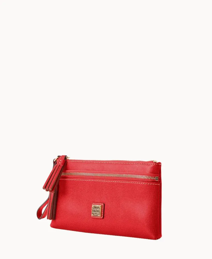 Saffiano Double Zip Wristlet Tomato ManWoman Dooney and Bourke Wallets Saffiano Double Zip Wristlet Tomato ManWoman Dooney and Bourke Wallets