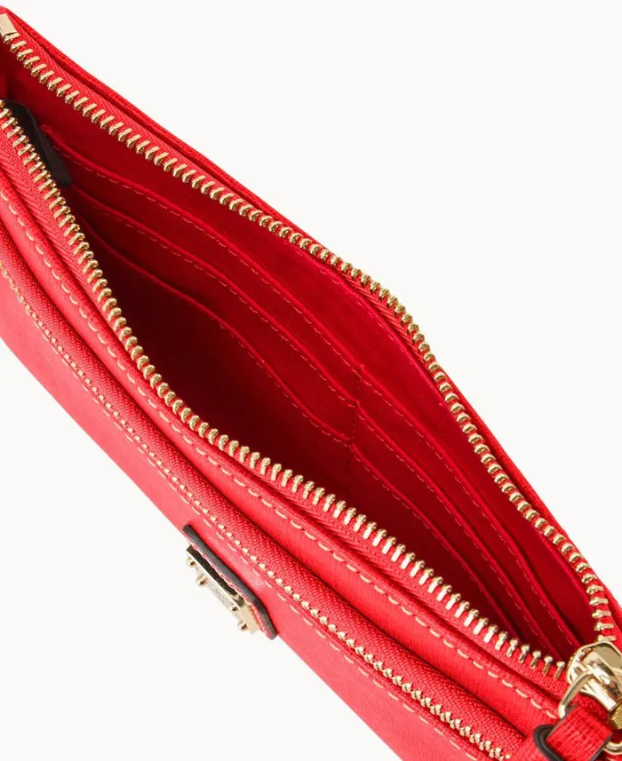 Saffiano Double Zip Wristlet Tomato ManWoman Dooney and Bourke Wallets Saffiano Double Zip Wristlet Tomato ManWoman Dooney and Bourke Wallets
