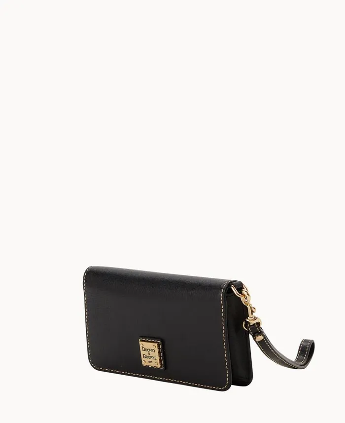 Saffiano Fey Phone Wristlet Black ManWoman Dooney and Bourke Wallets