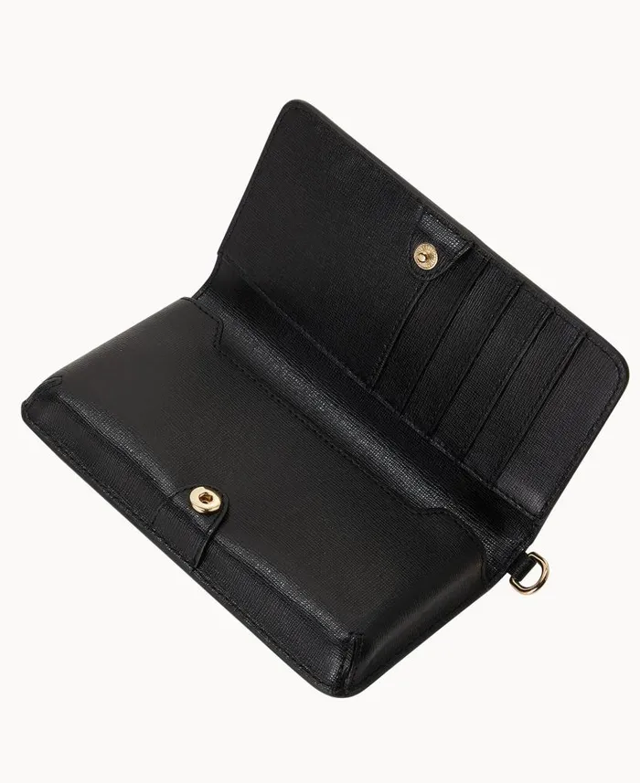 Saffiano Fey Phone Wristlet Black ManWoman Dooney and Bourke Wallets