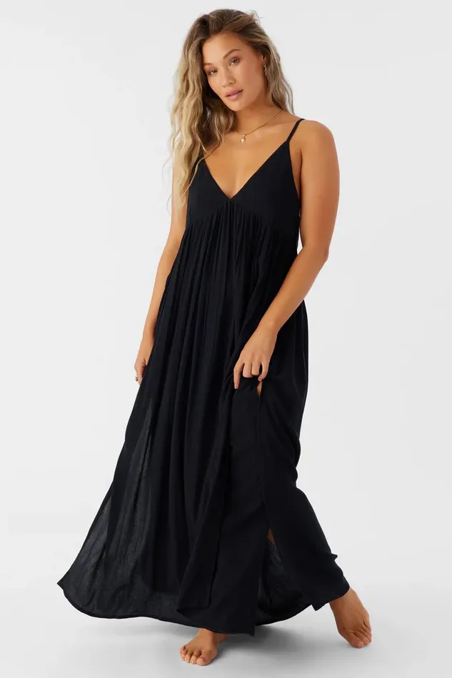 SALTWATER SOLIDS MEL MAXI SWIM COVERUP Black Women O039NEILL Swim