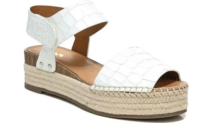 Sandals Women Franco Sarto Sarto Oak Espadrille Sandal White Crocco Leather