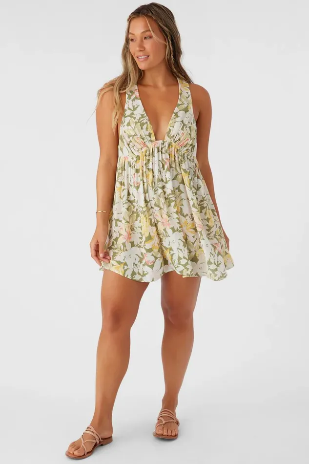 SARAH VEDA FLORAL COVERUP TUNIC Oil Green Women O039NEILL Swim