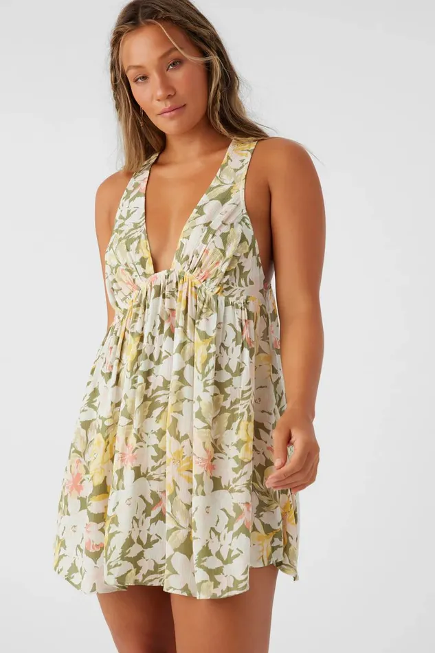 SARAH VEDA FLORAL COVERUP TUNIC Oil Green Women O039NEILL Swim