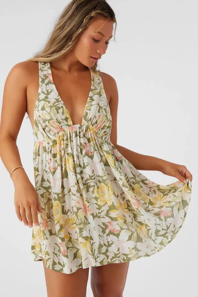 SARAH VEDA FLORAL COVERUP TUNIC Oil Green Women O039NEILL Swim