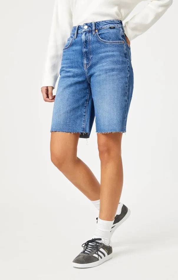 Selina Shorts In Mid Brushed Recycled Blue Women Mavi Jeans Shorts