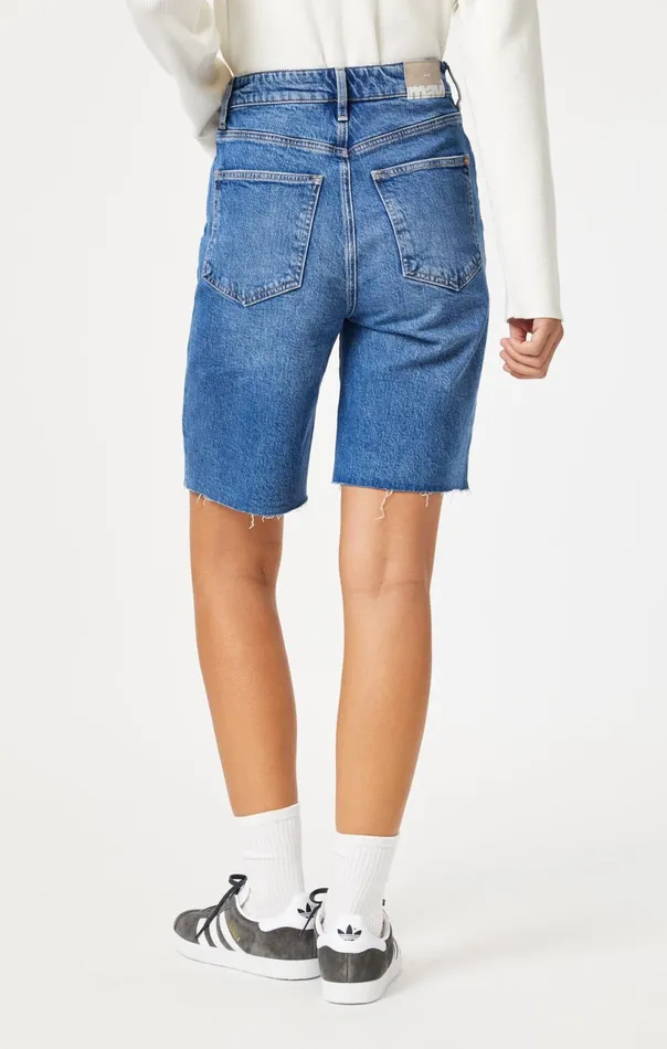 Selina Shorts In Mid Brushed Recycled Blue Women Mavi Jeans Shorts
