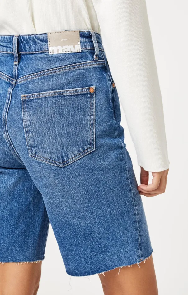Selina Shorts In Mid Brushed Recycled Blue Women Mavi Jeans Shorts