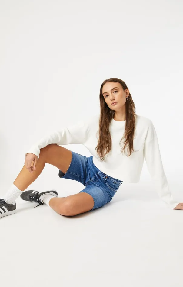 Selina Shorts In Mid Brushed Recycled Blue Women Mavi Jeans Shorts