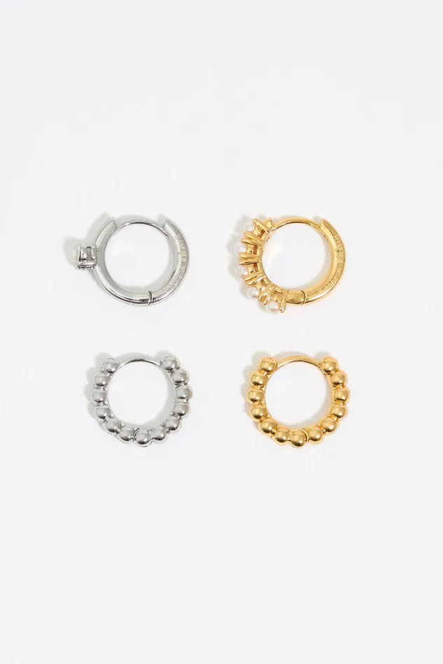 Set Of 4 Gold And Silver Hoop Earrings Gold Women Bimba Y Lola Jewelry