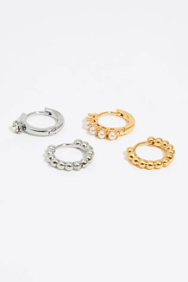 Set Of 4 Gold And Silver Hoop Earrings Gold Women Bimba Y Lola Jewelry Set Of 4 Gold And Silver Hoop Earrings Gold Women Bimba Y Lola Jewelry