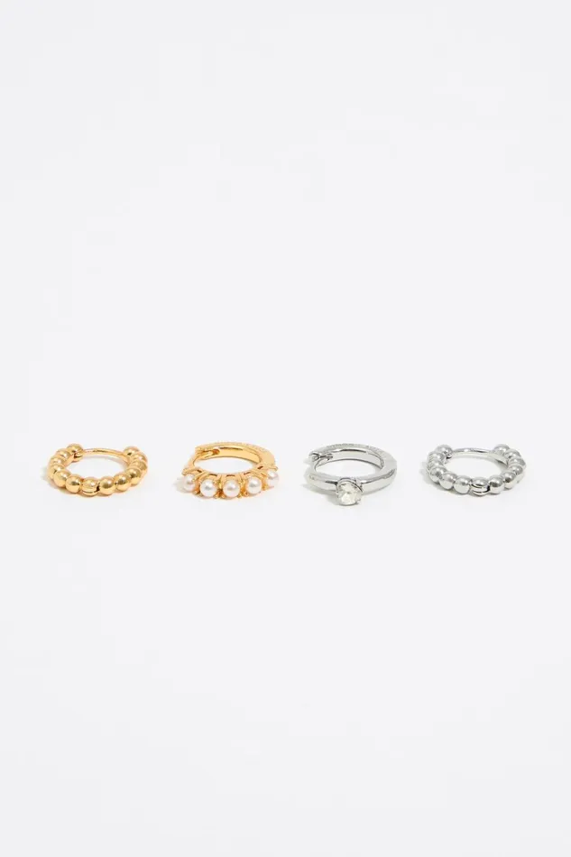 Set Of 4 Gold And Silver Hoop Earrings Gold Women Bimba Y Lola Jewelry Set Of 4 Gold And Silver Hoop Earrings Gold Women Bimba Y Lola Jewelry