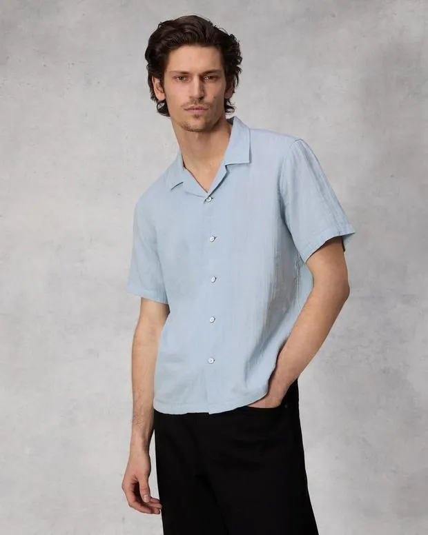Shirts Men Rag and Bone Avery Resort Gauze Shirt Dusty Blue