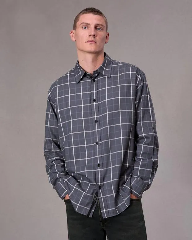 Shirts Men Rag and Bone Matthew Flannel Shirt Sharkblu Plaid