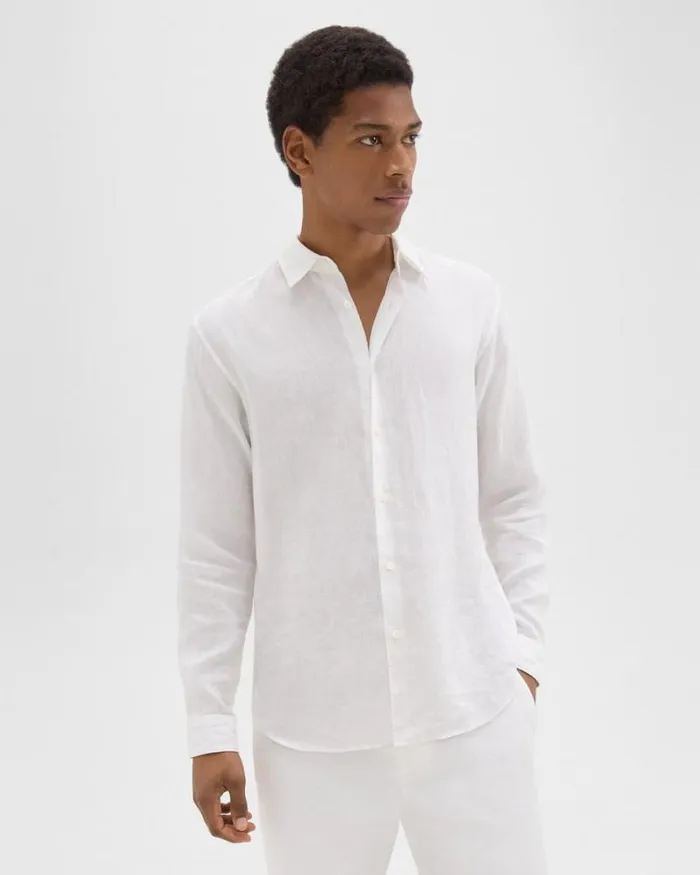Shirts Men Theory Irving Shirt In Relaxed Linen White