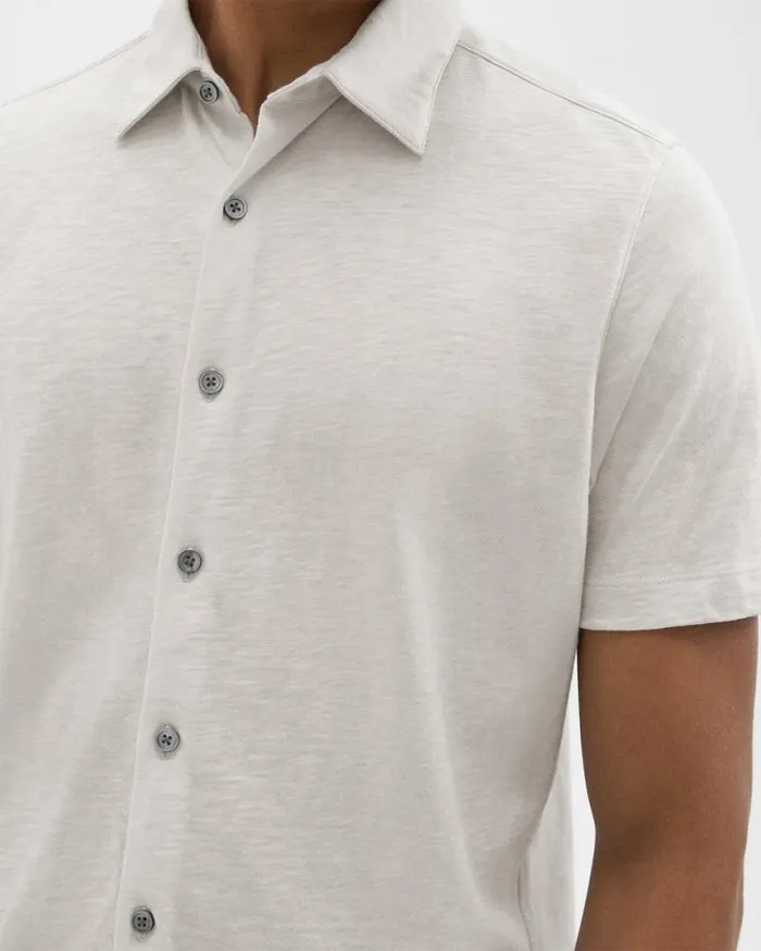 Shirts Men Theory Noran ShortSleeve Shirt In Slub Cotton Limestone