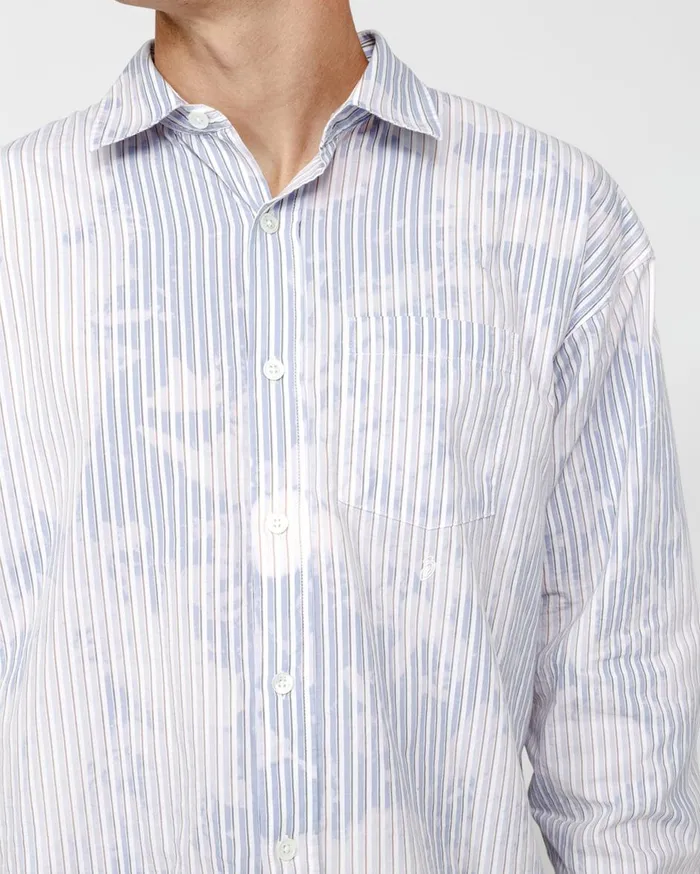 Shirts MenWomen Stussy CLASSIC LS SHIRT BLEACHED POPLIN Blue