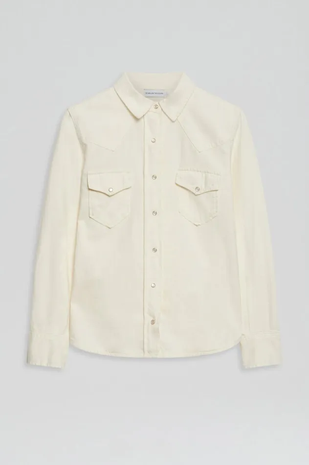 Shirts Women Scanlan Theodore DENIM SHIRT Natural Shirts Women Scanlan Theodore DENIM SHIRT Natural