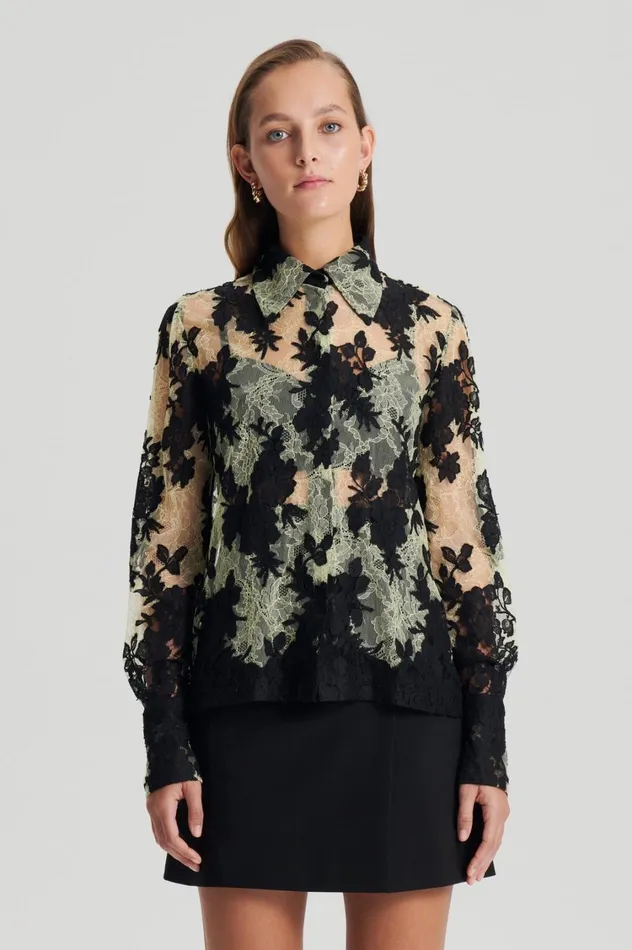 Shirts Women Scanlan Theodore FRENCH LACE SHIRT Lemon Shirts Women Scanlan Theodore FRENCH LACE SHIRT Lemon