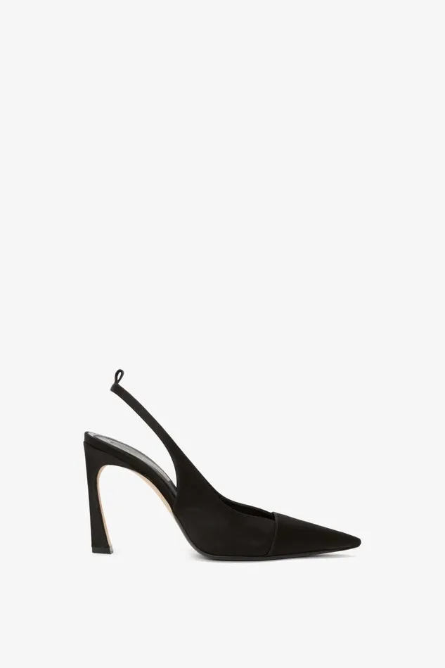 Shoes Women Victoria Beckham Pointy Toe Satin Sling Back Pump In Black