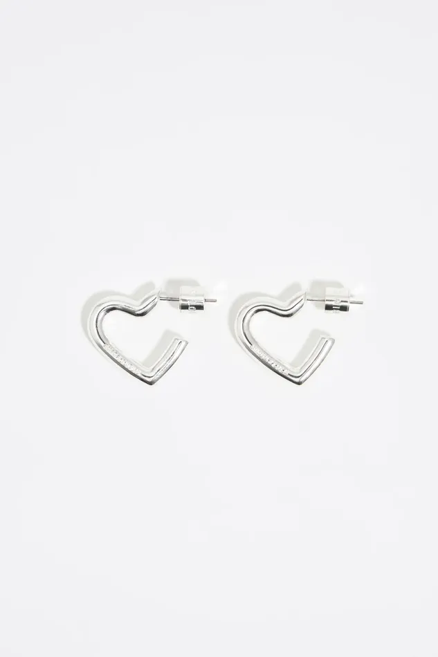 Silver Heart Hoop Earrings Silver Women Bimba Y Lola Jewelry