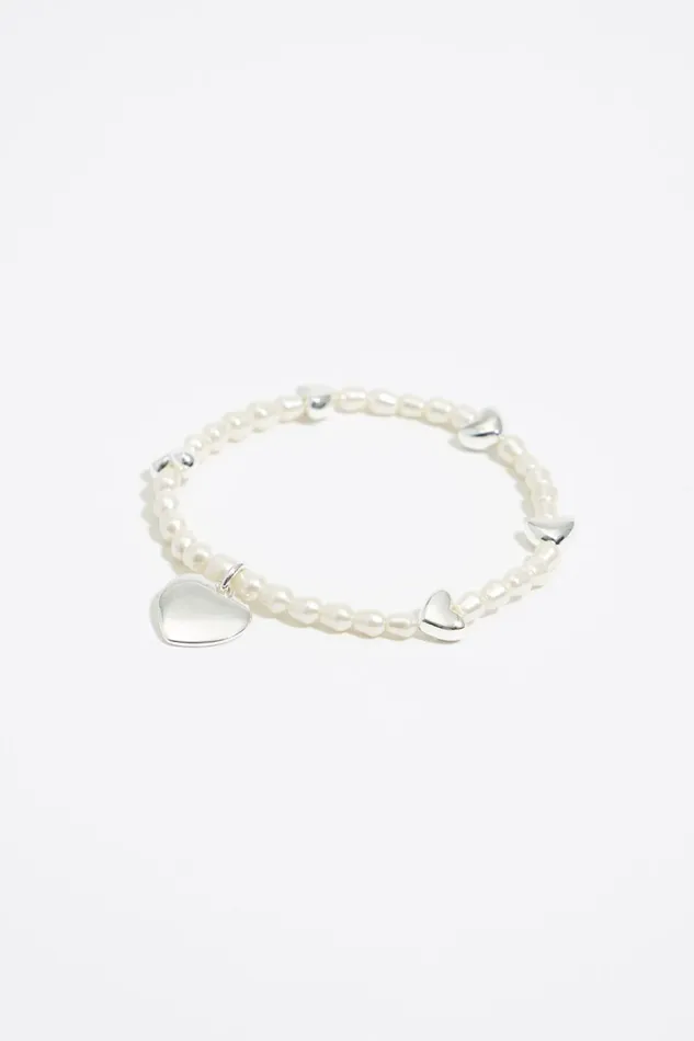 Silver Hearts And Pearls Elasticated Bracelet Silver Women Bimba Y Lola Jewelry Silver Hearts And Pearls Elasticated Bracelet Silver Women Bimba Y Lola Jewelry