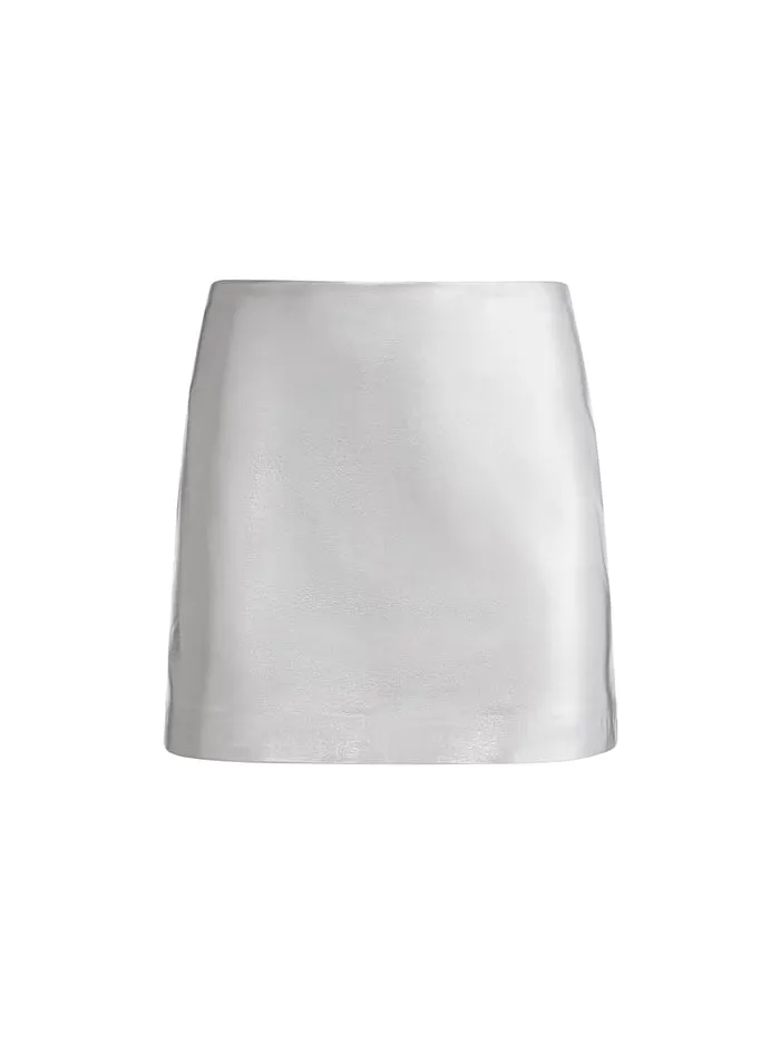 Skirts Women Alice Olivia Elana Vegan Mini Skirt Silver