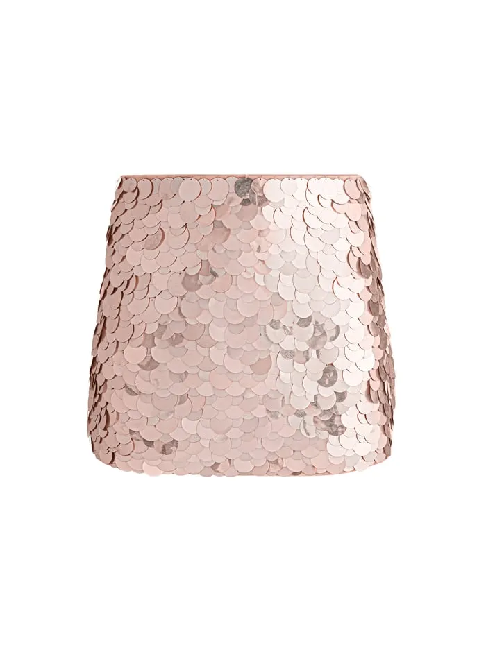 Skirts Women Alice Olivia Rubi Paillette Micro Skirt Pearl Blush