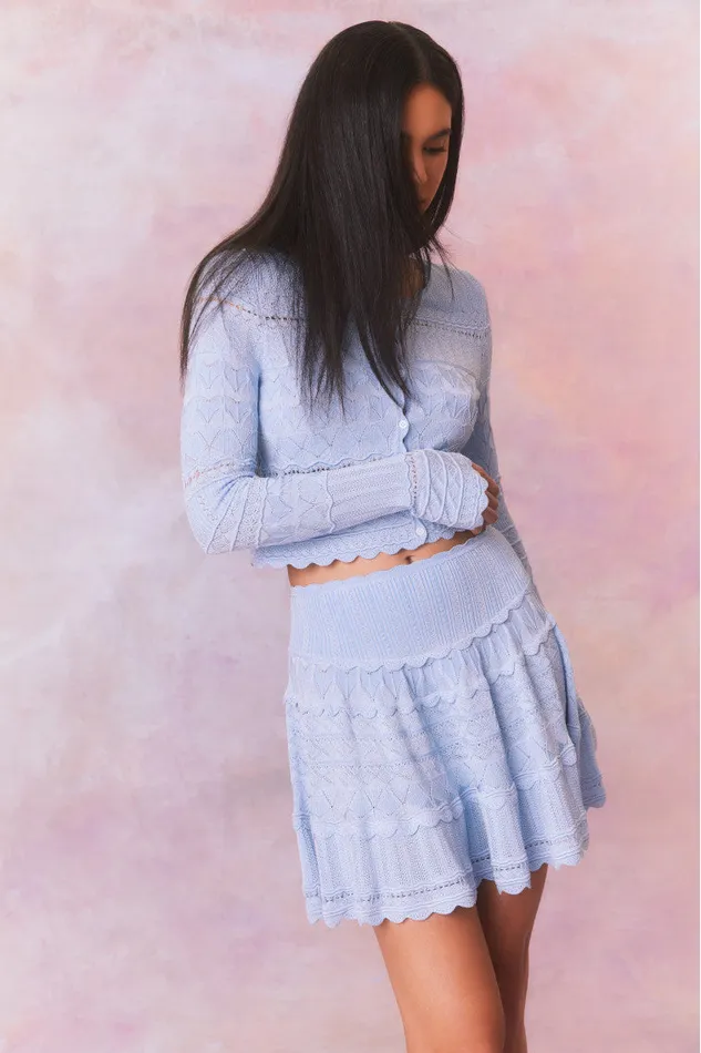Skirts Women LoveShackFancy Colella Knitted Mini Skirt Morning Tide